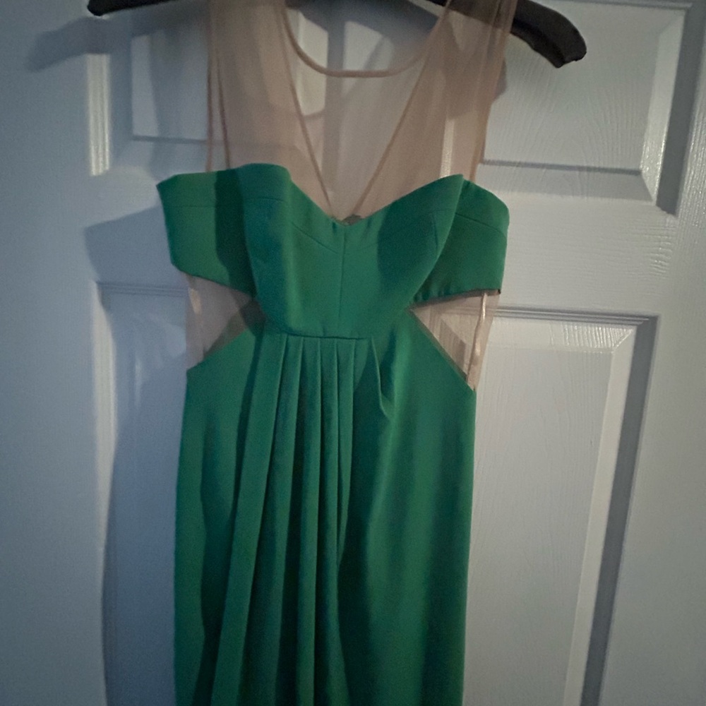 BCBG Max Azria Aicha Sleeveless Draped Skirt Dress in Kelly Green - Picture 5 of 5